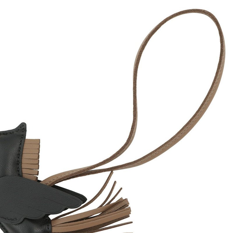 エルメス バッグチャーム ロデオPM ペガサス ブラック/エトゥープ ラムスキン W刻印 黒