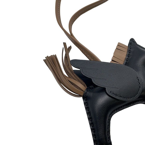 エルメス バッグチャーム ロデオPM ペガサス ブラック/エトゥープ ラムスキン W刻印 黒