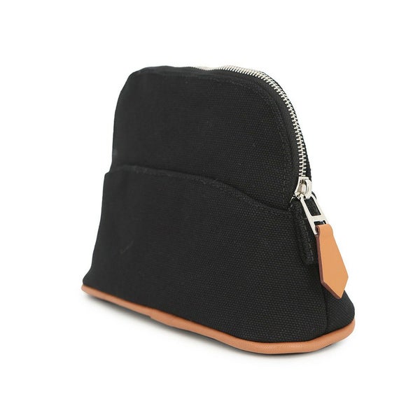 エルメス ポーチ ボリードポーチ ミニミニ ブラック/シルバー金具 コットン HERMES 小物入れ 黒