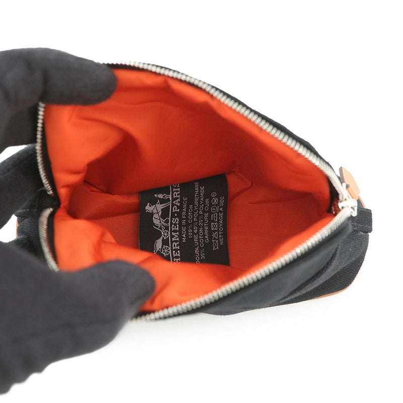 エルメス ポーチ ボリードポーチ ミニミニ ブラック/シルバー金具 コットン HERMES 小物入れ 黒