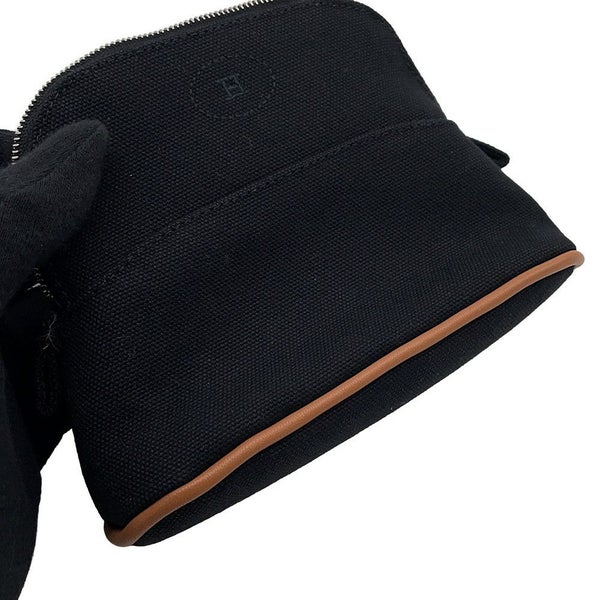 エルメス ポーチ ボリードポーチ ミニミニ ブラック/シルバー金具 コットン HERMES 小物入れ 黒