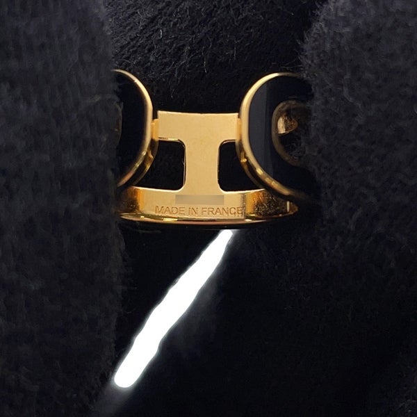 エルメス イヤーカフ ポップH ブラック/ゴールド金具 HERMES アクセサリー シングル 黒