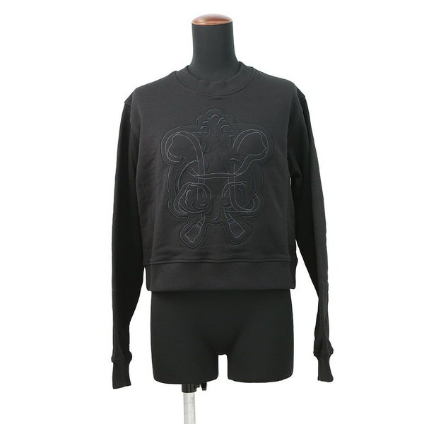 エルメス スウェット タックスウェットシャツ 刺繍入り レディースサイズ36 HERMES トップス 黒