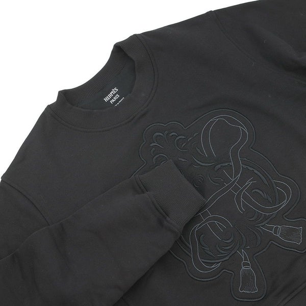 エルメス スウェット タックスウェットシャツ 刺繍入り レディースサイズ36 HERMES トップス 黒