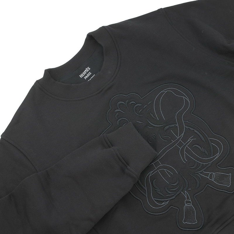 エルメス スウェット タックスウェットシャツ 刺繍入り レディースサイズ36 HERMES トップス 黒