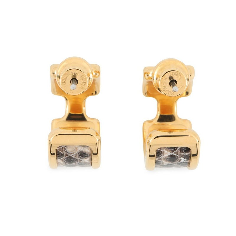 エルメス ピアス オランプPM オンブレ/ゴールド金具 リザード HERMES アクセサリー