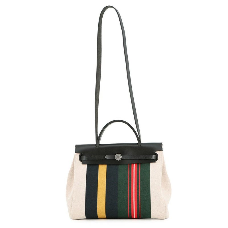 エルメス エールバッグジップPM ルトゥルネ ブラック/マルチカラー/シルバー金具 トワルアッシュ/ヴァッシュハンター W刻印 ２way 黒