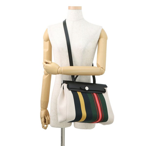 エルメス エールバッグジップPM ルトゥルネ ブラック/マルチカラー/シルバー金具 トワルアッシュ/ヴァッシュハンター W刻印 ２way 黒