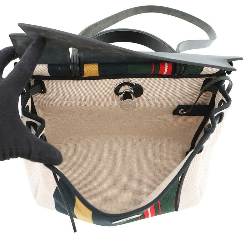 エルメス エールバッグジップPM ルトゥルネ ブラック/マルチカラー/シルバー金具 トワルアッシュ/ヴァッシュハンター W刻印 ２way 黒