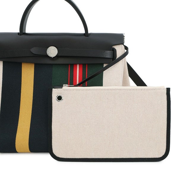 エルメス エールバッグジップPM ルトゥルネ ブラック/マルチカラー/シルバー金具 トワルアッシュ/ヴァッシュハンター W刻印 ２way 黒