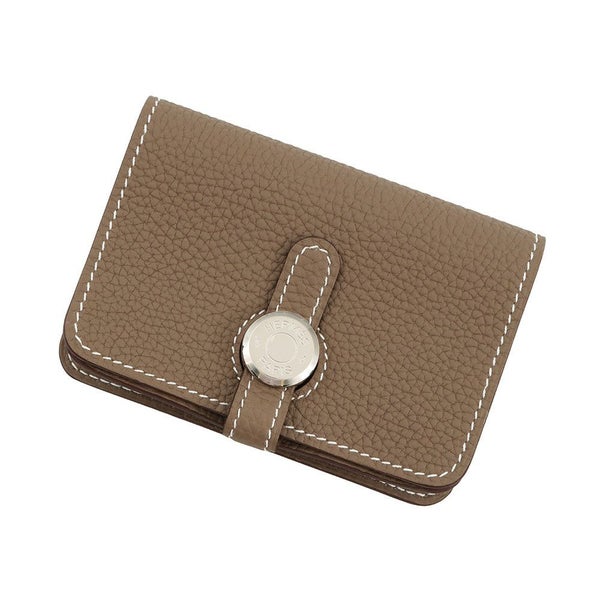 エルメス カードケース ドゴン エトゥープ/シルバー金具 トリヨンクレマンス W刻印 HERMES 名刺入れ