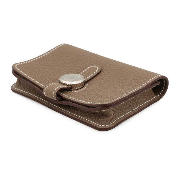 エルメス カードケース ドゴン エトゥープ/シルバー金具 トリヨンクレマンス W刻印 HERMES 名刺入れ