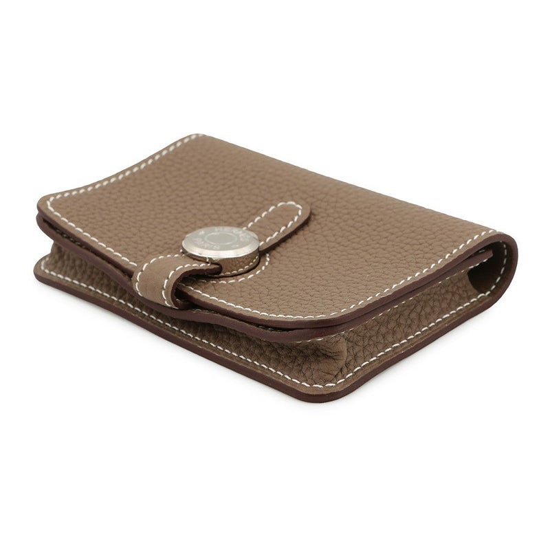 エルメス カードケース ドゴン エトゥープ/シルバー金具 トリヨンクレマンス W刻印 HERMES 名刺入れ