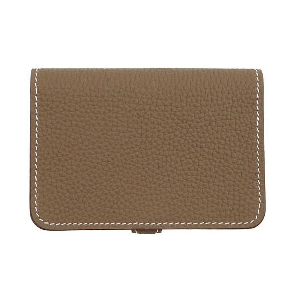 エルメス カードケース ドゴン エトゥープ/シルバー金具 トリヨンクレマンス W刻印 HERMES 名刺入れ