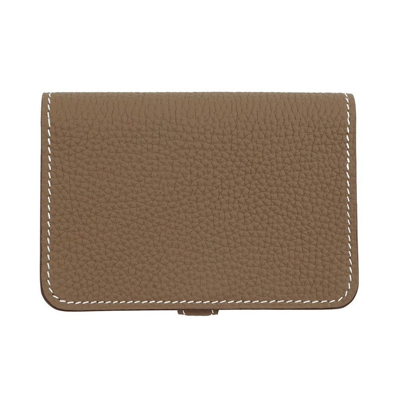 エルメス カードケース ドゴン エトゥープ/シルバー金具 トリヨンクレマンス W刻印 HERMES 名刺入れ