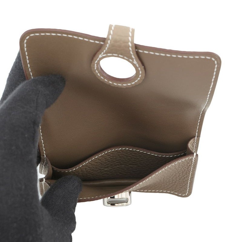 エルメス カードケース ドゴン エトゥープ/シルバー金具 トリヨンクレマンス W刻印 HERMES 名刺入れ