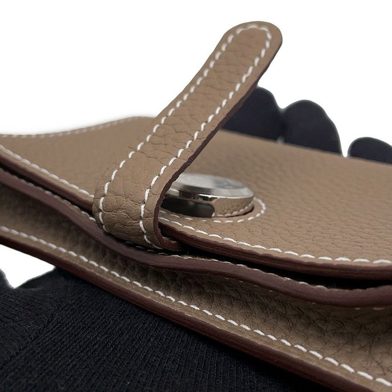 エルメス カードケース ドゴン エトゥープ/シルバー金具 トリヨンクレマンス W刻印 HERMES 名刺入れ