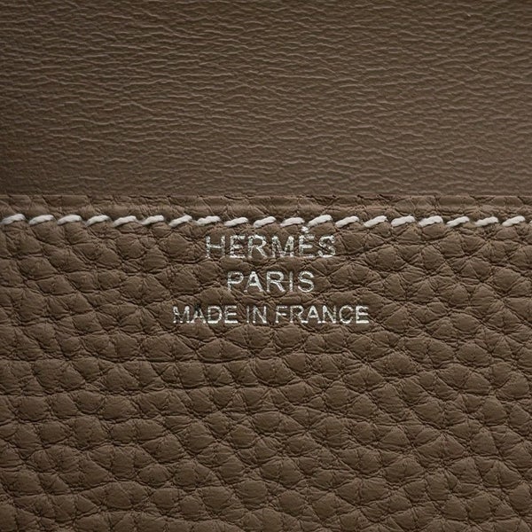 エルメス カードケース ドゴン エトゥープ/シルバー金具 トリヨンクレマンス W刻印 HERMES 名刺入れ