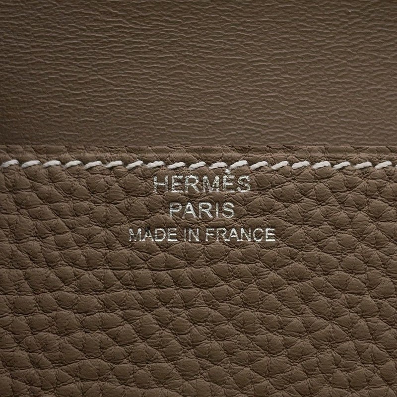 エルメス カードケース ドゴン エトゥープ/シルバー金具 トリヨンクレマンス W刻印 HERMES 名刺入れ