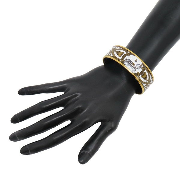 エルメス バングル エマイユGM 馬 七宝焼き エナメル ホースモチーフ HERMES ブレスレット 白