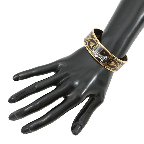 エルメス バングル エマイユGM 馬 七宝焼き エナメル ホースモチーフ ブレスレット HERMES 黒