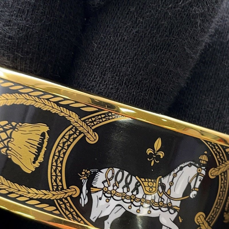 エルメス バングル エマイユGM 馬 七宝焼き エナメル ホースモチーフ ブレスレット HERMES 黒