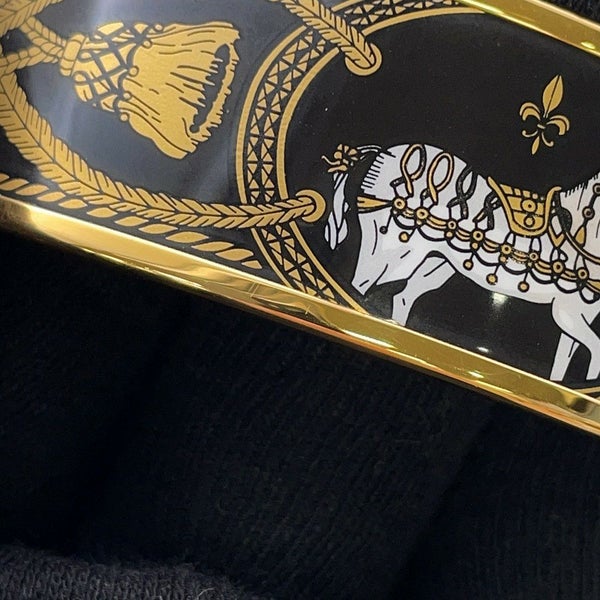 エルメス バングル エマイユGM 馬 七宝焼き エナメル ホースモチーフ ブレスレット HERMES 黒