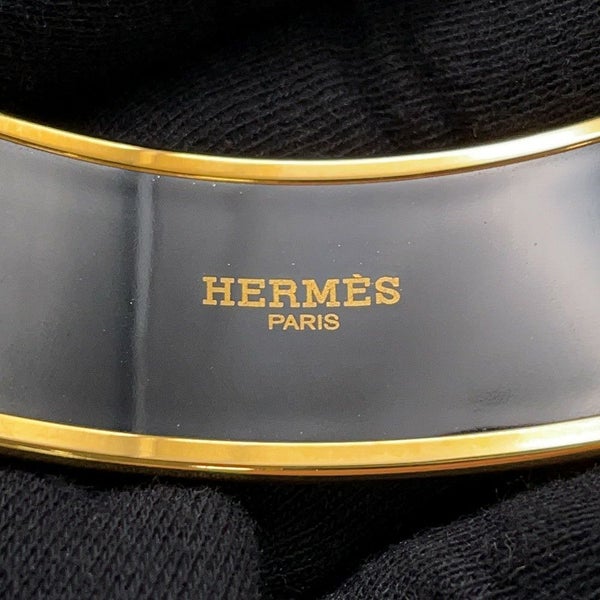 エルメス バングル エマイユGM 馬 七宝焼き エナメル ホースモチーフ ブレスレット HERMES 黒