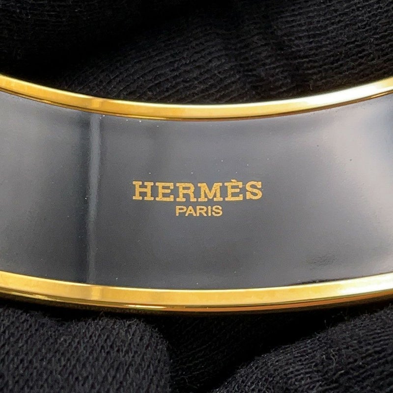 エルメス バングル エマイユGM 馬 七宝焼き エナメル ホースモチーフ ブレスレット HERMES 黒