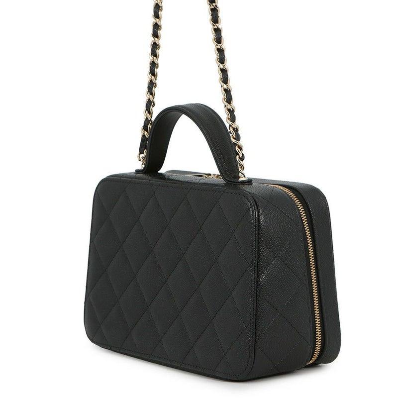シャネル チェーンショルダーバッグ ココマーク マトラッセ バニティ キャビアスキン AP4778 CHANEL 黒