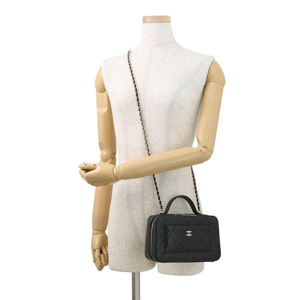 シャネル チェーンショルダーバッグ ココマーク マトラッセ バニティ キャビアスキン AP4778 CHANEL 黒