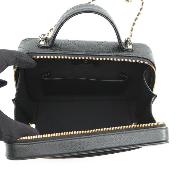 シャネル チェーンショルダーバッグ ココマーク マトラッセ バニティ キャビアスキン AP4778 CHANEL 黒