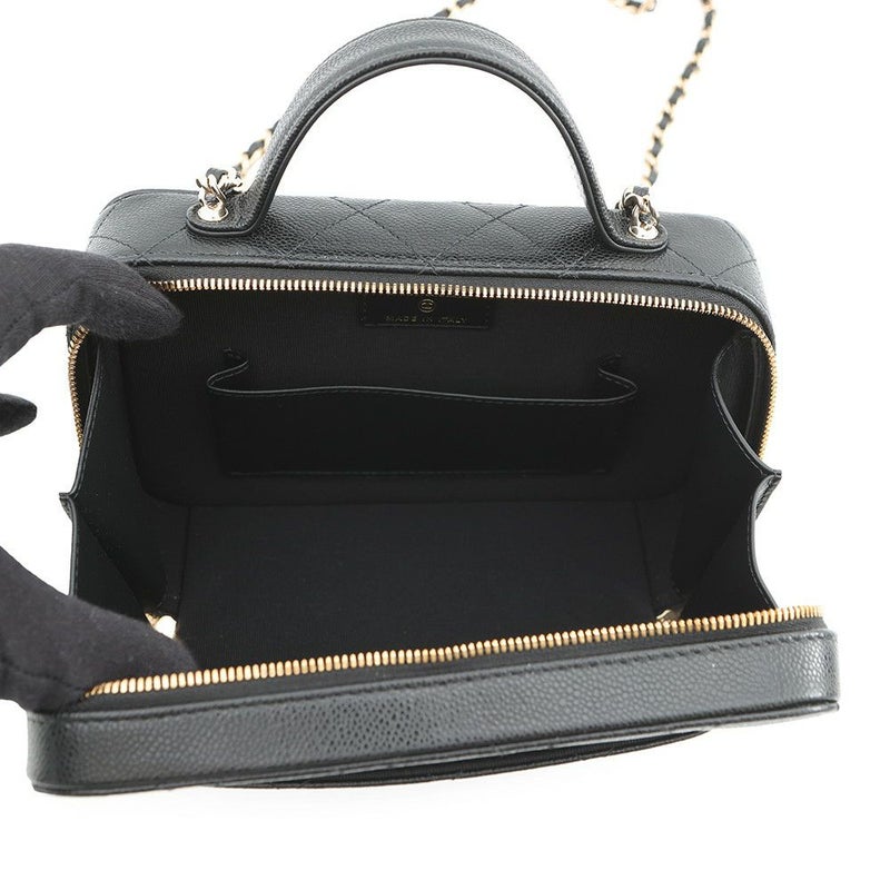 シャネル チェーンショルダーバッグ ココマーク マトラッセ バニティ キャビアスキン AP4778 CHANEL 黒