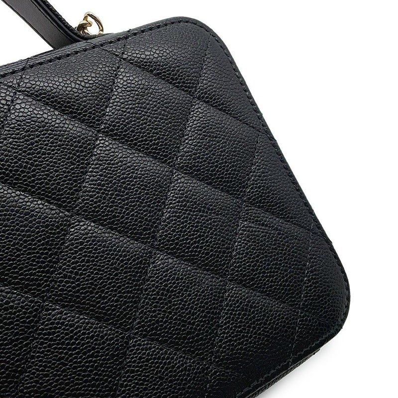 シャネル チェーンショルダーバッグ ココマーク マトラッセ バニティ キャビアスキン AP4778 CHANEL 黒