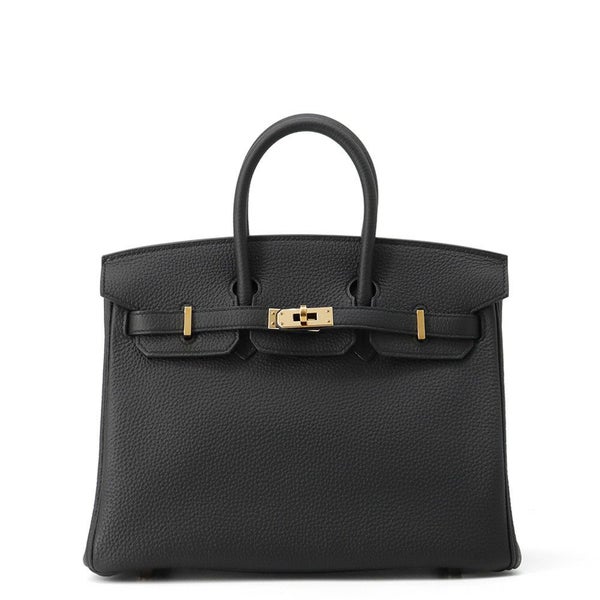 エルメス バーキン25 ブラック/ピンクゴールド金具 トゴ D刻印 HERMES Birkin ハンドバッグ 黒