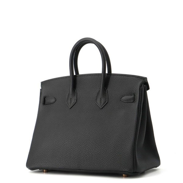エルメス バーキン25 ブラック/ピンクゴールド金具 トゴ D刻印 HERMES Birkin ハンドバッグ 黒
