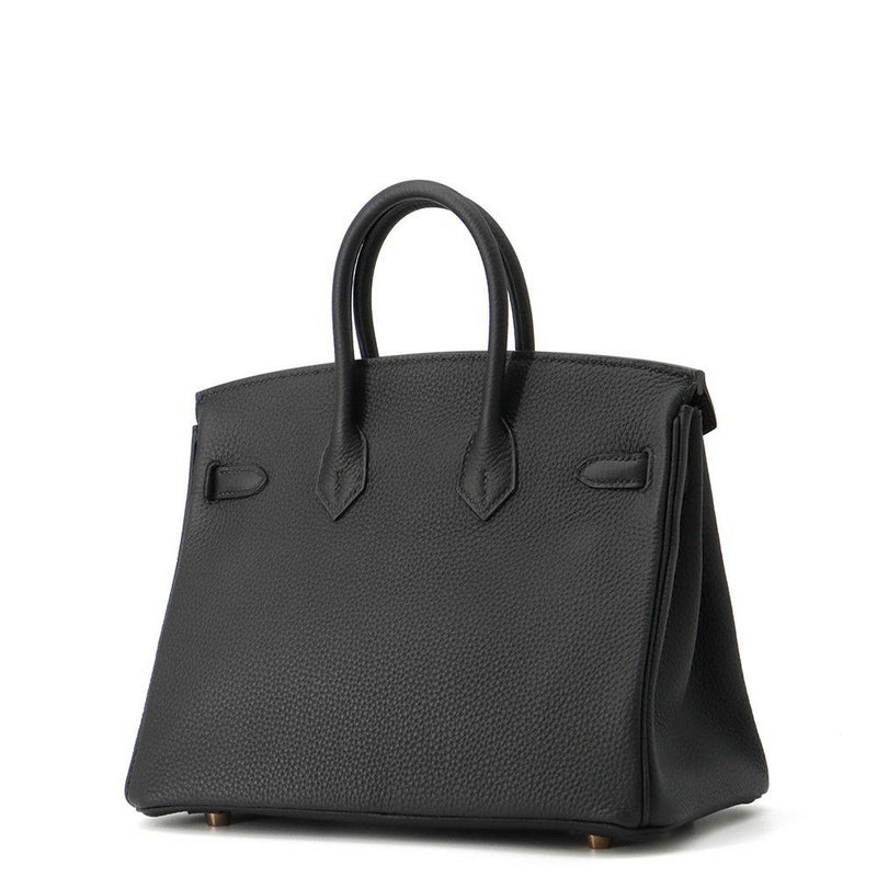 エルメス バーキン25 ブラック/ピンクゴールド金具 トゴ D刻印 HERMES Birkin ハンドバッグ 黒
