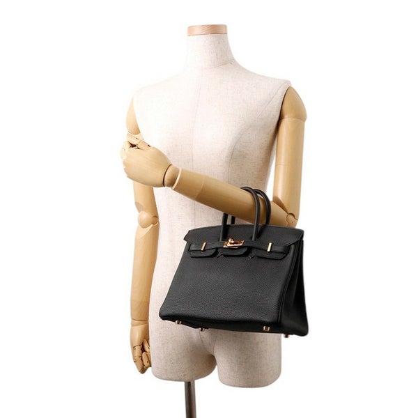 エルメス バーキン25 ブラック/ピンクゴールド金具 トゴ D刻印 HERMES Birkin ハンドバッグ 黒