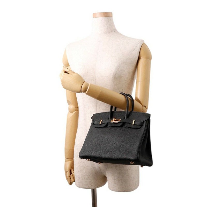 エルメス バーキン25 ブラック/ピンクゴールド金具 トゴ D刻印 HERMES Birkin ハンドバッグ 黒