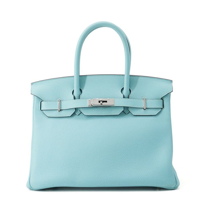 エルメス バーキン30 ブルーアトール/シルバー金具 トゴ T刻印 HERMES Birkin ハンドバッグ