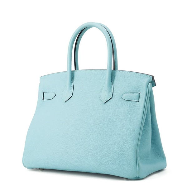 エルメス バーキン30 ブルーアトール/シルバー金具 トゴ T刻印 HERMES Birkin ハンドバッグ