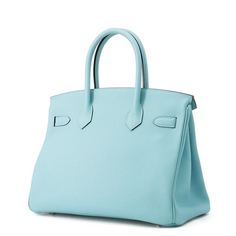 エルメス バーキン30 ブルーアトール/シルバー金具 トゴ T刻印 HERMES Birkin ハンドバッグ