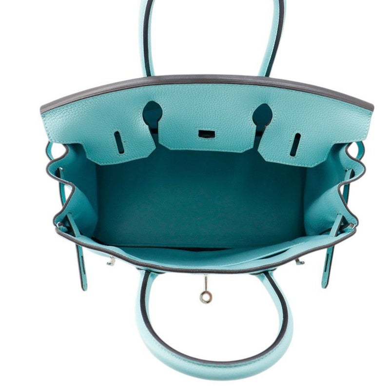 エルメス バーキン30 ブルーアトール/シルバー金具 トゴ T刻印 HERMES Birkin ハンドバッグ