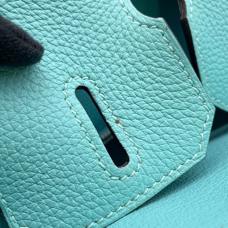 エルメス バーキン30 ブルーアトール/シルバー金具 トゴ T刻印 HERMES Birkin ハンドバッグ