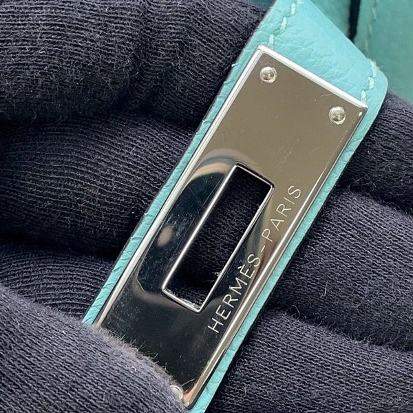 エルメス バーキン30 ブルーアトール/シルバー金具 トゴ T刻印 HERMES Birkin ハンドバッグ