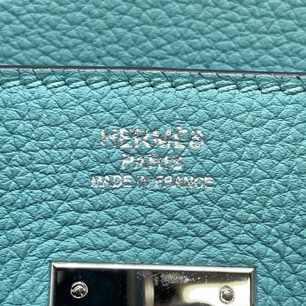 エルメス バーキン30 ブルーアトール/シルバー金具 トゴ T刻印 HERMES Birkin ハンドバッグ