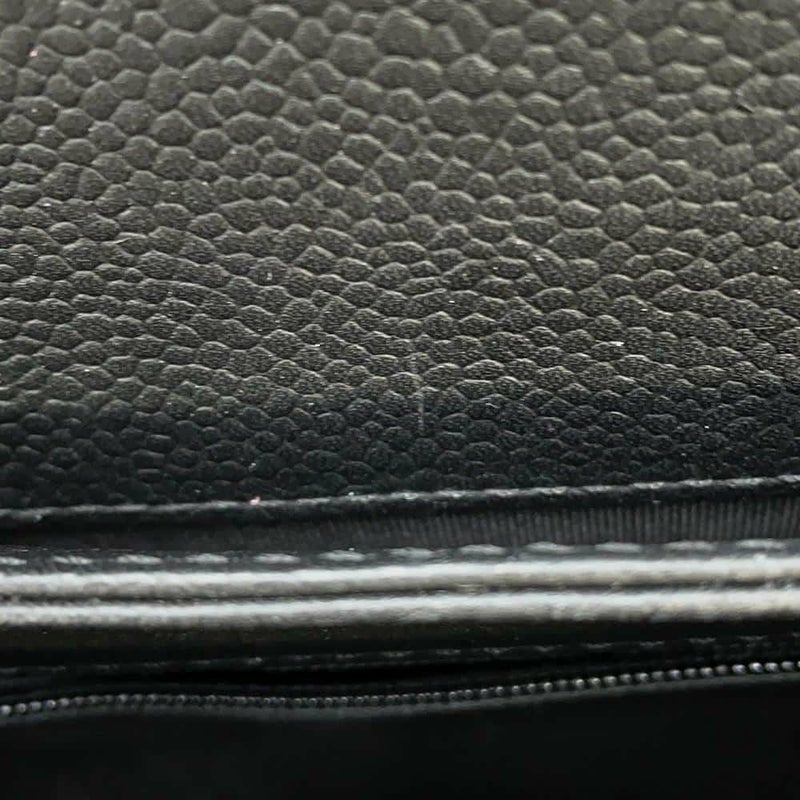 シャネル チェーンショルダーバッグ ココマーク マトラッセ キャビアスキン CHANEL ダブル フラップ 黒