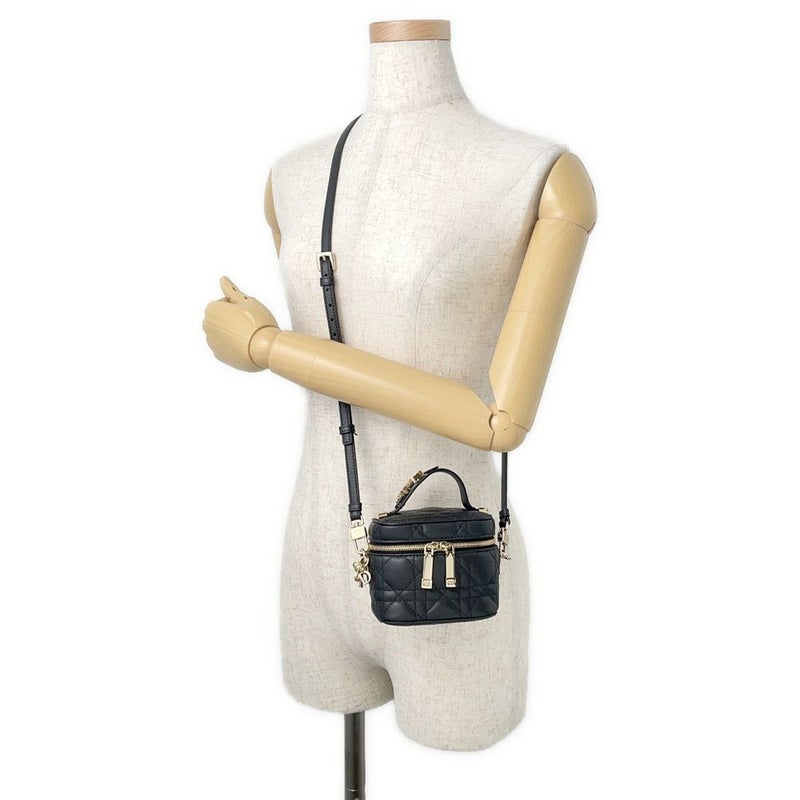 クリスチャン・ディオール ハンドバッグ カナージュ マイクロ バニティバッグ ラムスキン M0505OWEV Christian Dior 2way 黒