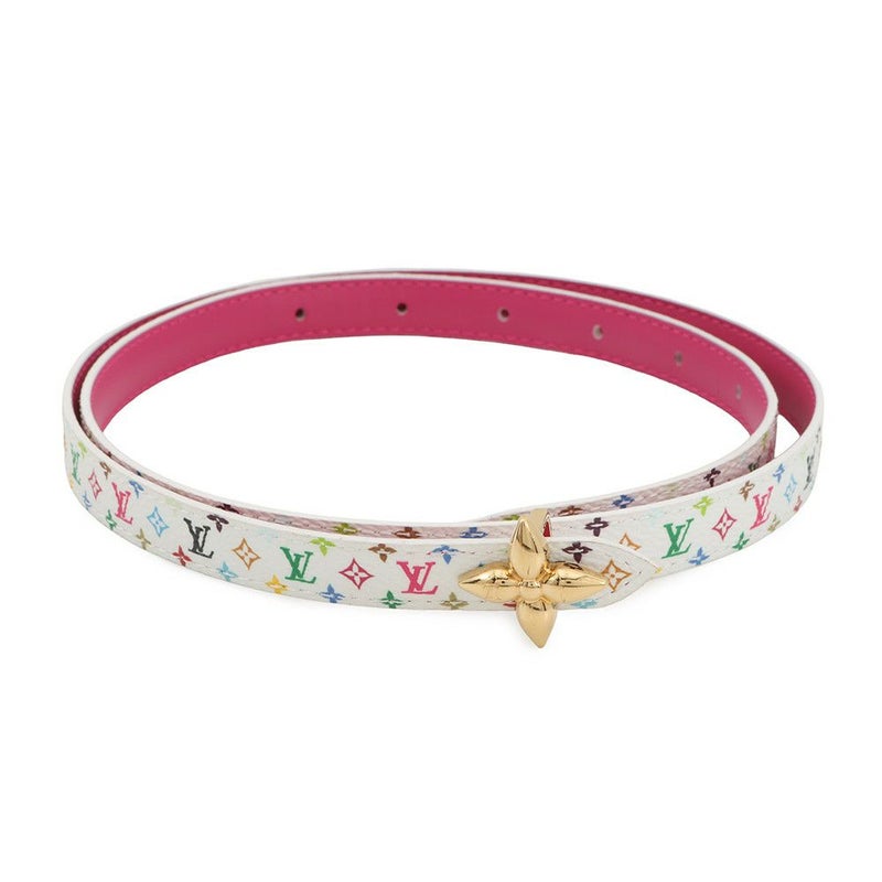 ルイヴィトン ベルト モノグラム・マルチカラー LV TM 15MM リバーシブル サイズ80 M8992U LOUIS VUITTON 村上隆 白