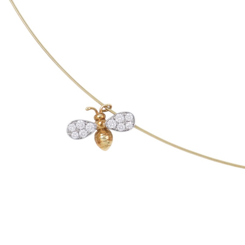 ギメル ネックレス 蜂モチーフ ダイヤモンド 計0.145ct K18YGイエローゴールド/Pt950プラチナ gimel ハチ ジュエリー